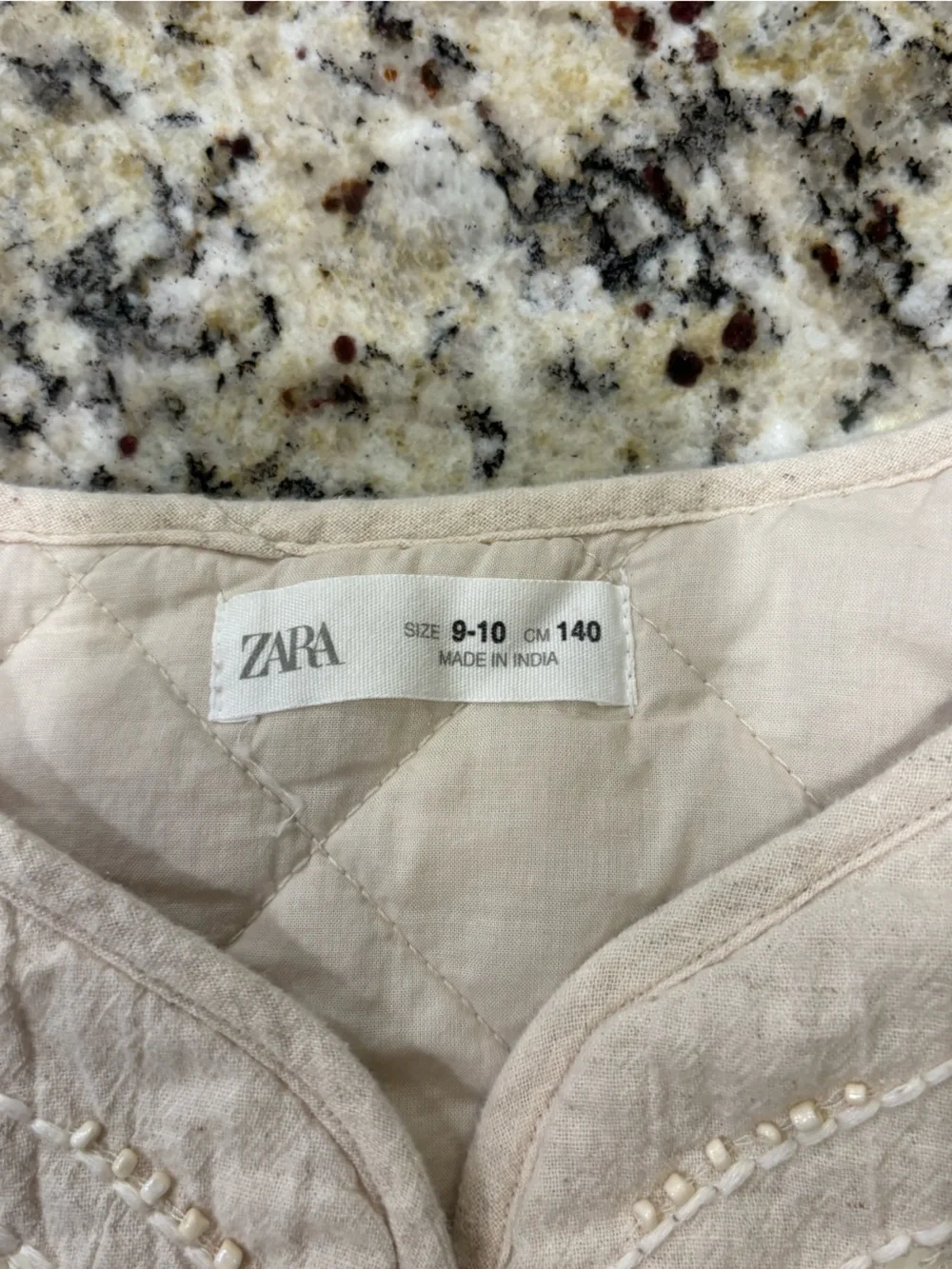 Zara Cream Embroidered Quilted Vest